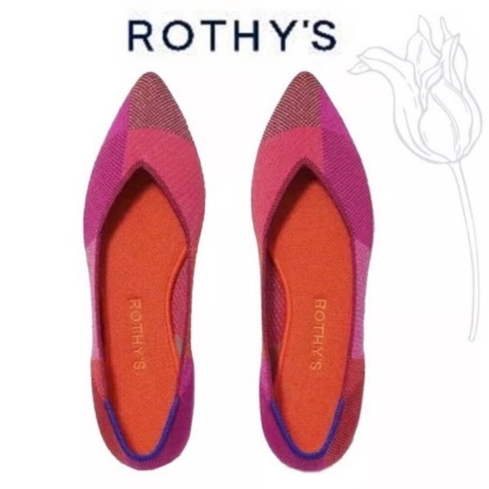 Rothy’s The Point Metallic Pomegranate Flat Retired Limited Edition Sz 6.5